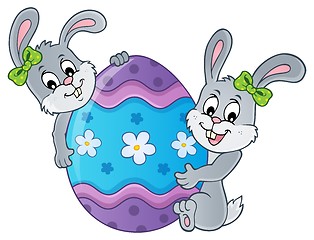 Image showing Easter egg and rabbits theme image 1
