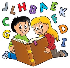 Image showing Kids reading book theme 2