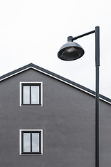 Image showing House with two windows and streetlamp