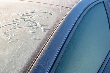 Image showing Frozen car windshield