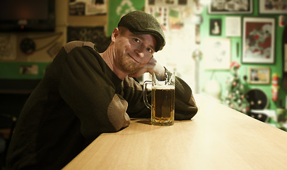 Image showing Guy with beer in the bar