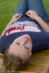 Image showing woman relaxing in the park