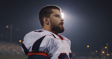 Image showing portrait of young confident American football player