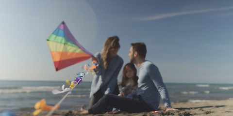 Image showing Young family enjoying vecation during autumn