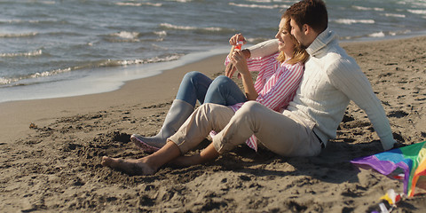 Image showing Couple enjoying time together at beach