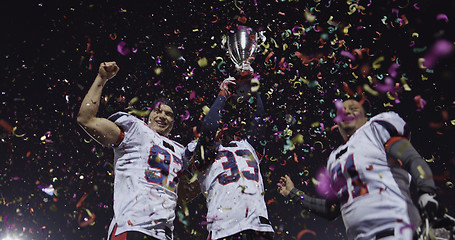 Image showing american football team celebrating victory