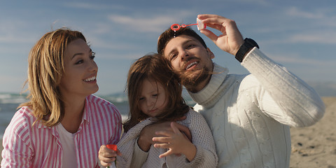 Image showing Young family enjoying vecation during autumn