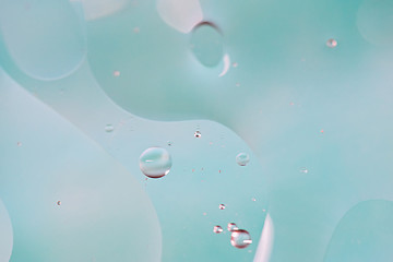 Image showing Light blue abstract background picture made with oil, water and soap