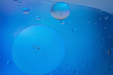 Image showing Blue abstract background picture made with oil, water and soap