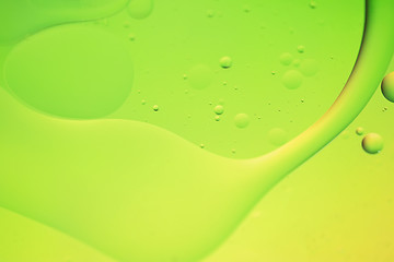 Image showing Green and yellow abstract background picture made with oil, water and soap