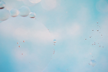 Image showing Light blue abstract background picture made with oil, water and soap