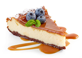 Image showing piece of caramel cheesecake