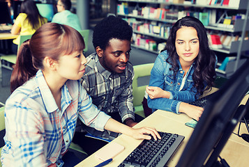 Image showing international students with computers at library