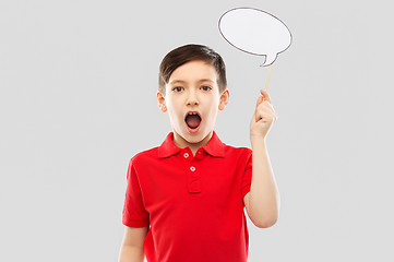 Image showing shocked boy in red t-shirt with speech bubble