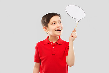 Image showing smiling boy in red t-shirt with speech bubble