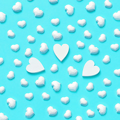 Image showing Valentine\'s card with pattern of white plaster hearts.