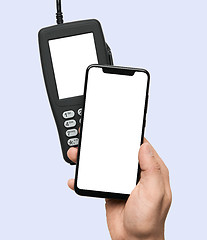 Image showing Contactless payment for paying by smartphone with nfc technology