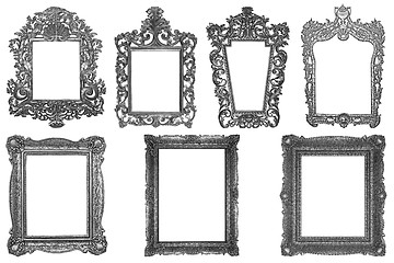 Image showing Set of rectangle Decorative vintage silver-plated wooden frame i