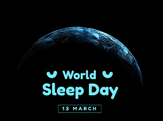 Image showing World sleep day. Event that takes place annually. The celebration of sleep and a call to action to study important questions about the effects of sleep on humans. Vector