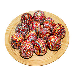 Image showing Easter eggs, hand-painted with acrylic paints, art