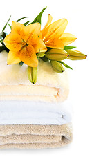 Image showing Stack of towels