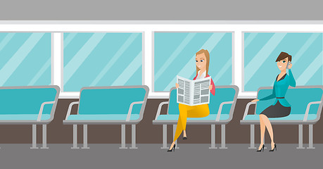 Image showing Caucasian women traveling by public transport.