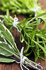 Image showing Bunches of fresh herbs
