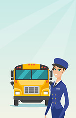 Image showing Young caucasian female school bus driver.