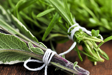 Image showing Bunches of fresh herbs