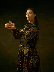 Image showing Girl standing in Russian traditional costume.