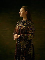 Image showing Girl standing in Russian traditional costume.