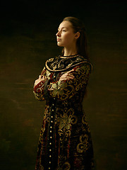 Image showing Girl standing in Russian traditional costume.