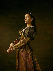 Image showing Girl in medieval beautiful dress