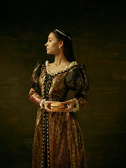 Image showing Girl in medieval beautiful dress