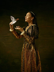 Image showing Girl in medieval beautiful dress