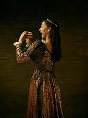 Image showing Girl in medieval beautiful dress