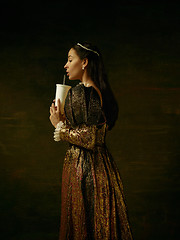 Image showing Girl in medieval beautiful dress