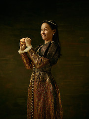 Image showing Girl in medieval beautiful dress