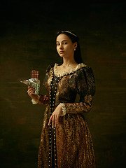 Image showing Girl in medieval beautiful dress