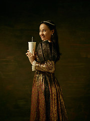 Image showing Girl in medieval beautiful dress