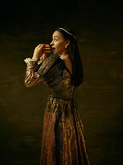 Image showing Girl in medieval beautiful dress