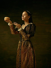 Image showing Girl in medieval beautiful dress