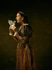 Image showing Girl in medieval beautiful dress