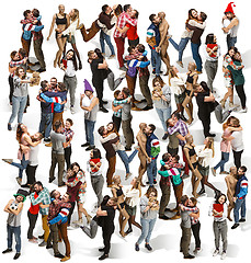 Image showing Full body portrait of hugging people