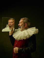 Image showing Official portrait of historical governor from the golden age. Studio shot against dark wall.