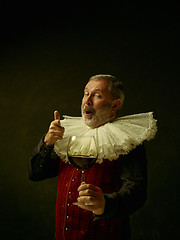 Image showing Official portrait of historical governor from the golden age. Studio shot against dark wall.