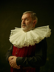 Image showing Official portrait of historical governor from the golden age. Studio shot against dark wall.