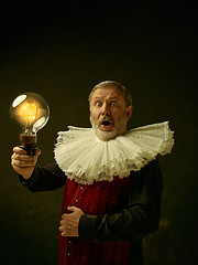 Image showing Official portrait of historical governor from the golden age. Studio shot against dark wall.