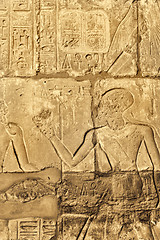 Image showing Ancient wall with egyptian hieroglyphs in the Karnak Temple, Lux