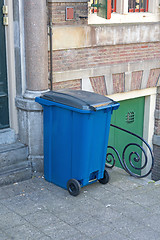 Image showing Blue Wheelie Bin